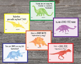 Kids Valentine cards for school - Dinosaur Valentine Cards - Printable Valentine - Valentine's Day card- kids Classroom Valentine cards