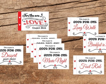 Love coupon book - I Love you gift - Anniversary Coupons - Instant Printable - DIY coupon book - Husband gift - Wife gift - Anniversary gift