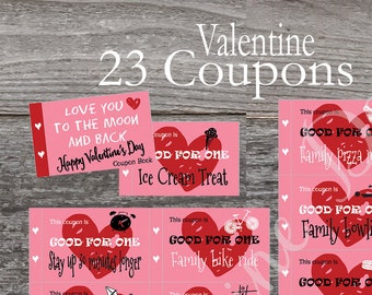 Valentine Coupon - for girls - Love you to the Moon and back - Kids Coupon book - Printable Valentines - DIY  Children's Valentine gift.