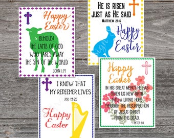 Easter cards - Scripture cards - Memory cards - Set of 4 Instant printable - Bible Verse - PDF digital art Bible Verse cards - Easter gift