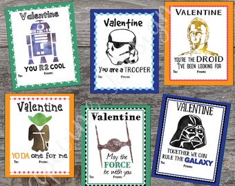 Kids Valentine cards - Star Wars Valentine Cards - Printable Valentine cards - Childrens School Valentine cards - Valentine cards for boys