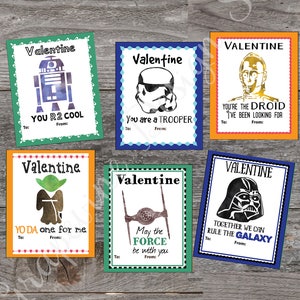 Kids Valentine cards Star Wars Valentine Cards Printable Valentine cards Childrens School Valentine cards Valentine cards for boys image 1