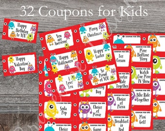 Easter basket gift - Easter Coupon Book - Easter gift - Printable coupons - Kids Coupon book - Kids Birthday Vouchers - Easter kids gift