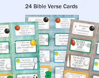 Scripture memory card - Boys Scripture - Bible verse cards - Instant printable - Sports - Sunday school Bible verse cards - church