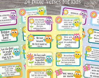 Scripture memory cards for kids. 24 Bible verse cards for Children. Instant printable.PDF. Easter gift. Bible verse for Sunday school church