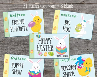 Easter Coupon Book - Easter gift for kids - Easter basket stuffer - Printable coupons - kids Easter gift - Kids Coupon Book - Easter basket