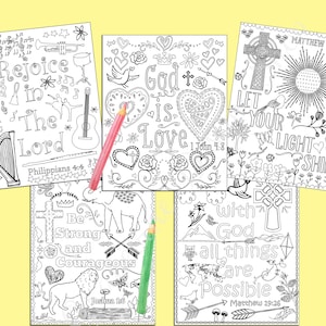 Bible verse coloring pages - Set of 5 Scripture coloring pages (PDF) - Christian coloring sheets - Adult coloring sheets