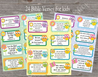 Scripture memory cards for kids. 24 Bible verse cards for Children. Instant printable.PDF. Easter gift. Bible verse for Sunday school church