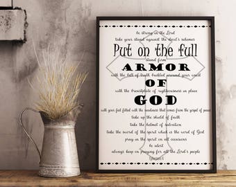 Scripture print - Armor of God... Eph 6 - Christian print - Bible verse - Boy bedroom print- Instant printable.PDF JPG diy digital wall art.