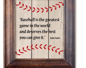 Baseball quote - Babe Ruth quote -  Baseball print - Instant download printable - digital wall art - Boys Sports bedroom - Sports print