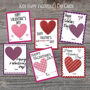 Valentine cards for kids Classroom Valentine Printable Valentines day cards Childrens Valentine cards for school DIY Valentine cards image 1