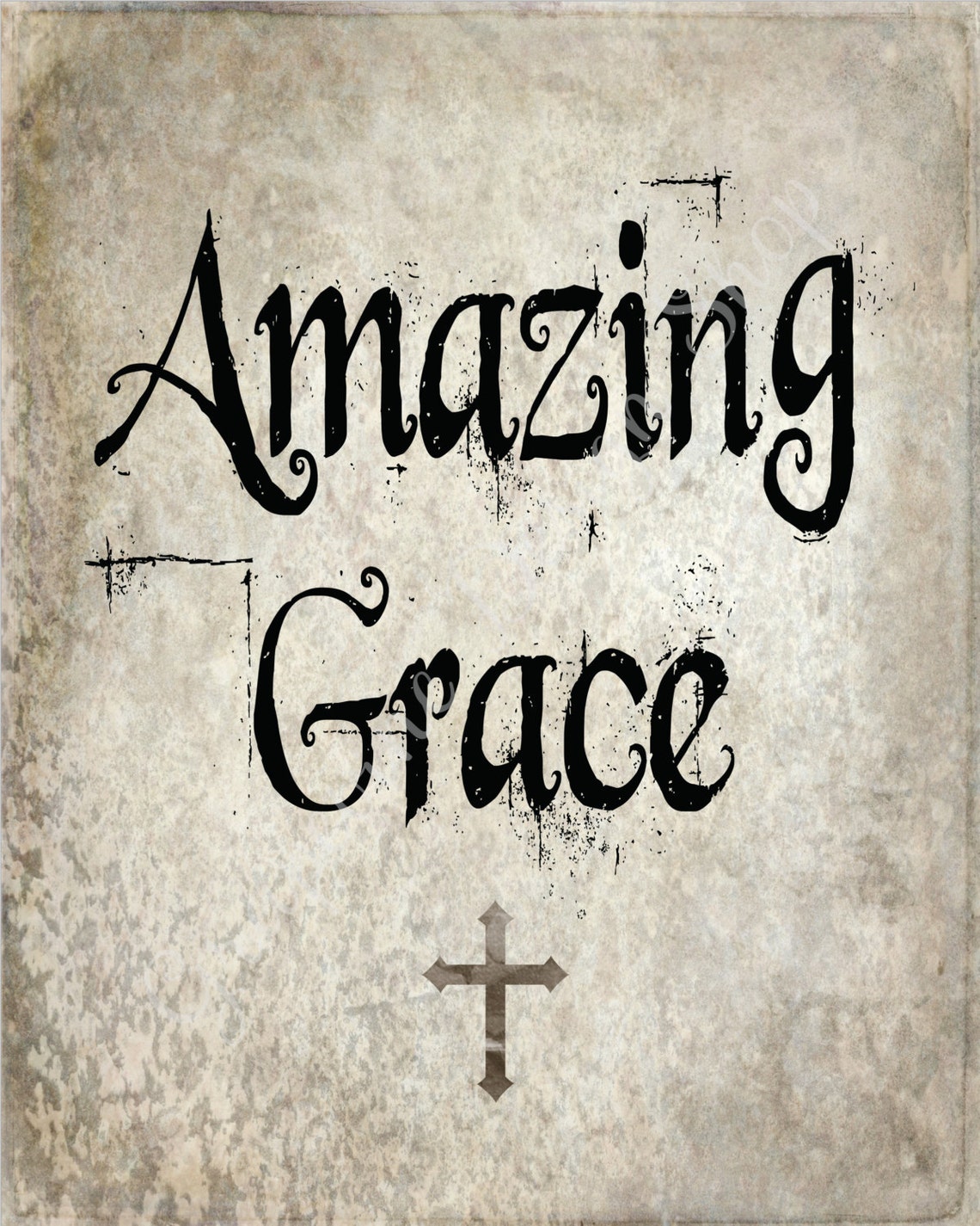 Christian Print. Amazing Grace print with a Cross. Instant | Etsy