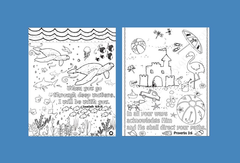 Bible verse coloring pages Beach prints Scripture coloring page Instant printable Kid or Adult coloring sheet Ocean coloring page image 5