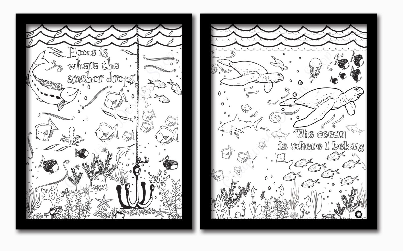 Beach Coloring Pages Adult Coloring Sheets Set of 5 - Etsy