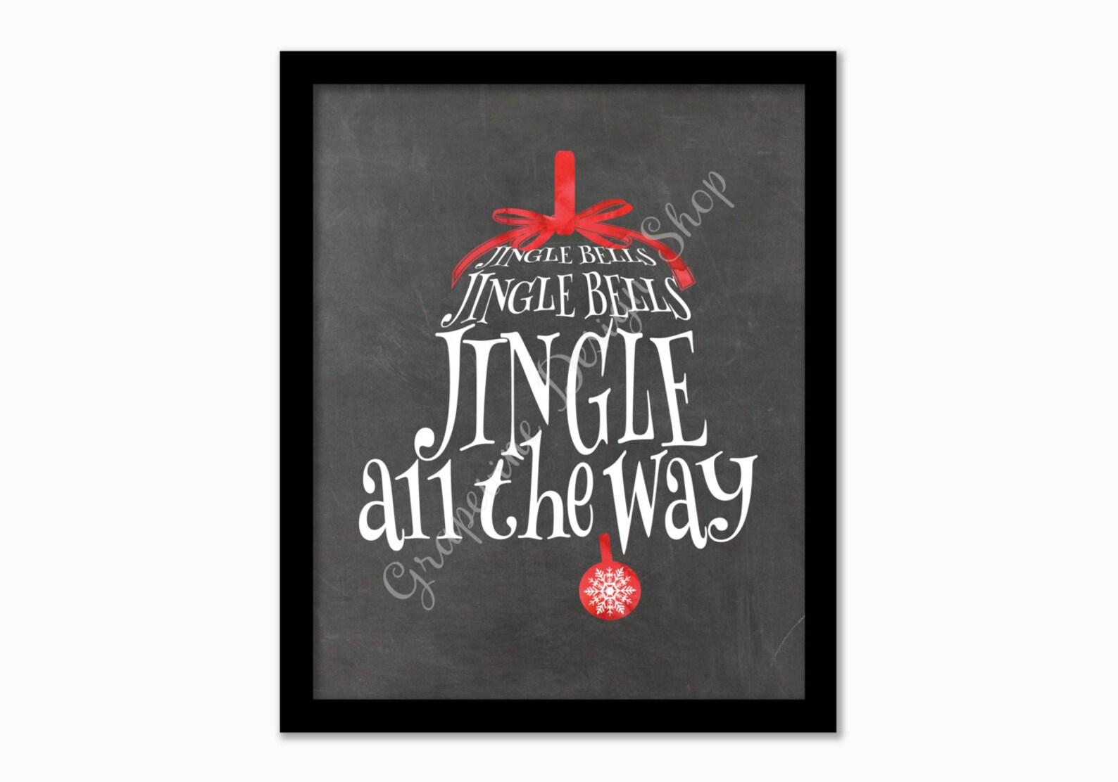 Jingle Bells Jingle All the Way Chalkboard Print Christmas Etsy