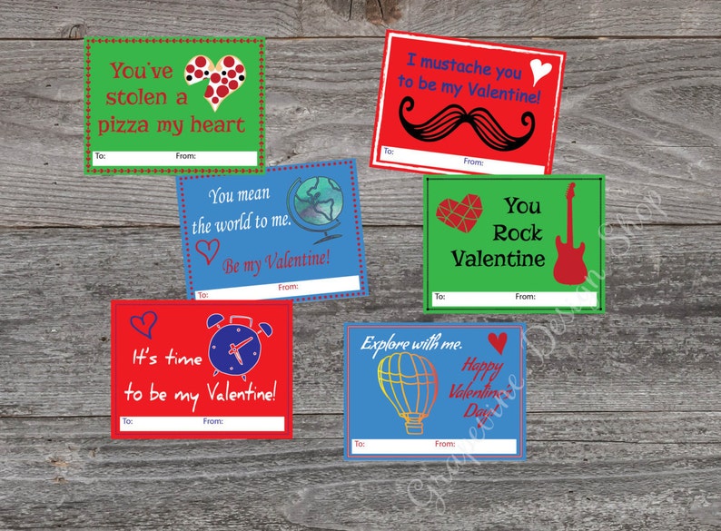 Kinder Valentinskarten Sofort druckbare Valentinskarten Lustige Valentinskarten für Kinder DIY Valentinskarten Schnurrbart Valentinskarten Bild 1