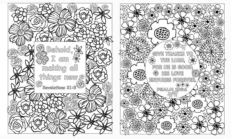 Flower Coloring Pages - Bible Verse Coloring Sheets - Set of 5 Instant ...