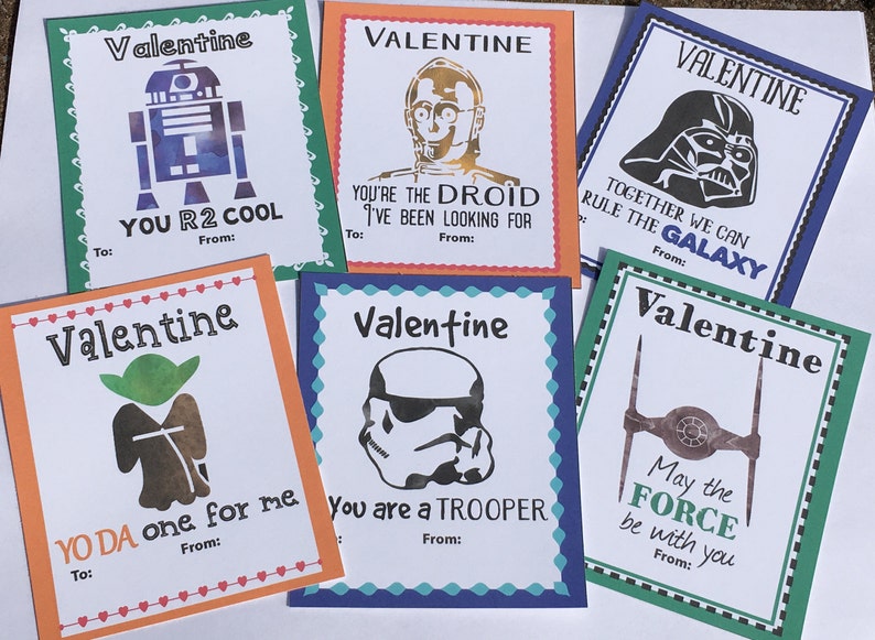 Kids Valentine cards Star Wars Valentine Cards Printable Valentine cards Childrens School Valentine cards Valentine cards for boys image 3