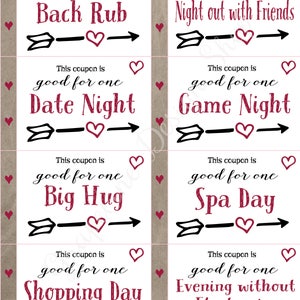 Love coupon book - Printable Anniversary coupon book - Gift for him - Date Night Ideas - Voucher book - Gift for Wife image 4