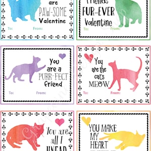 Kids Valentines - Cat Valentine Cards - Printable Valentines - DIY ...