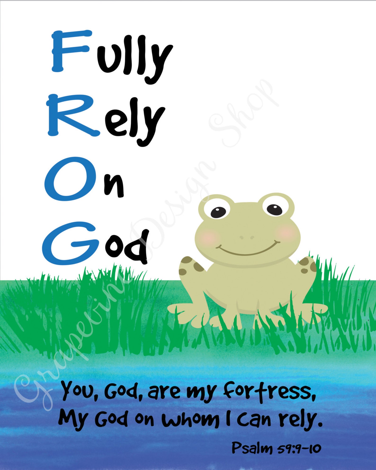 FROG Fully Rely on God. Psalm 59:9-10. 2 Color Options - Etsy