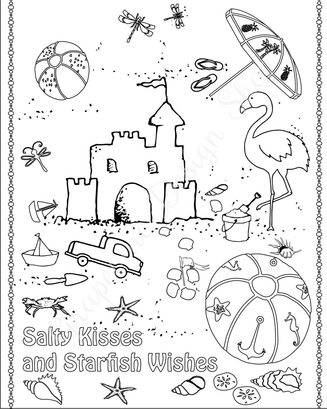 Beach Coloring Pages Adult Coloring Sheets Set of 5 - Etsy