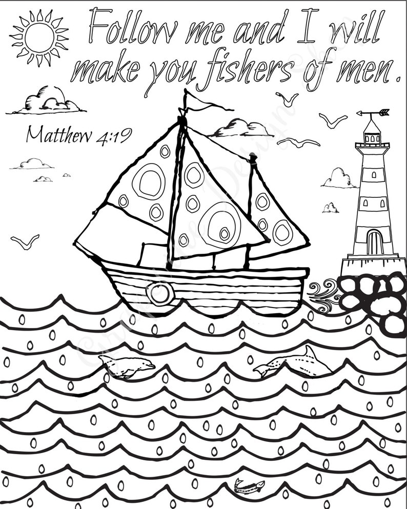 Bible verse coloring pages Beach prints Scripture coloring page Instant printable Kid or Adult coloring sheet Ocean coloring page image 2