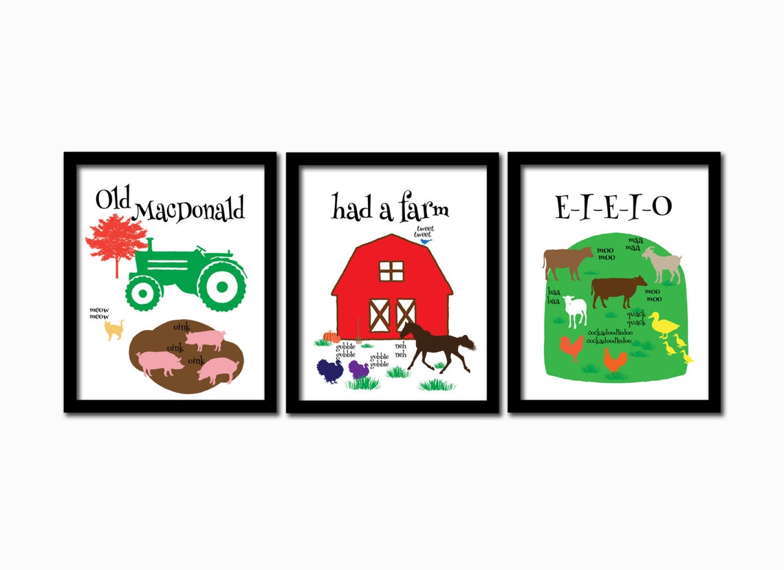 Old Macdonald Had a Farm Print. Nursery Print. Farm Animal Art Etsy