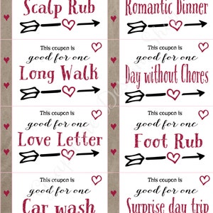 Love coupon book - Printable Anniversary coupon book - Gift for him - Date Night Ideas - Voucher book - Gift for Wife image 3