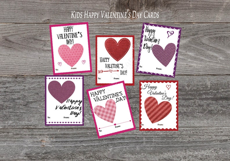 Valentine cards for kids Classroom Valentine Printable Valentines day cards Childrens Valentine cards for school DIY Valentine cards image 1