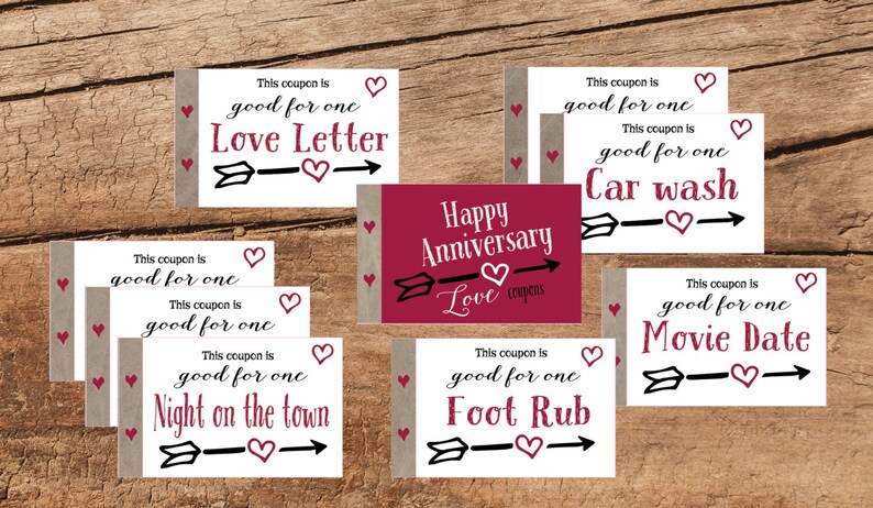 Love coupon book - Printable Anniversary coupon book - Gift for him - Date Night Ideas - Voucher book - Gift for Wife image 6