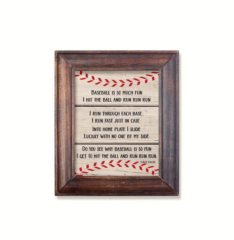 Baseball poem print Little Boys Sports bedroom art Baseball print Baseball wall art Instant download digital wall art. Sports print image 1