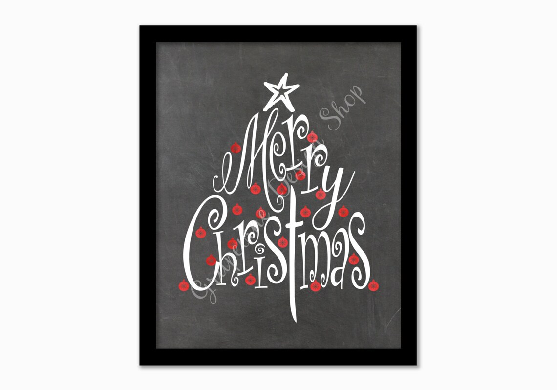 Merry Christmas Chalkboard Print. Christmas Mantle Decor. Etsy