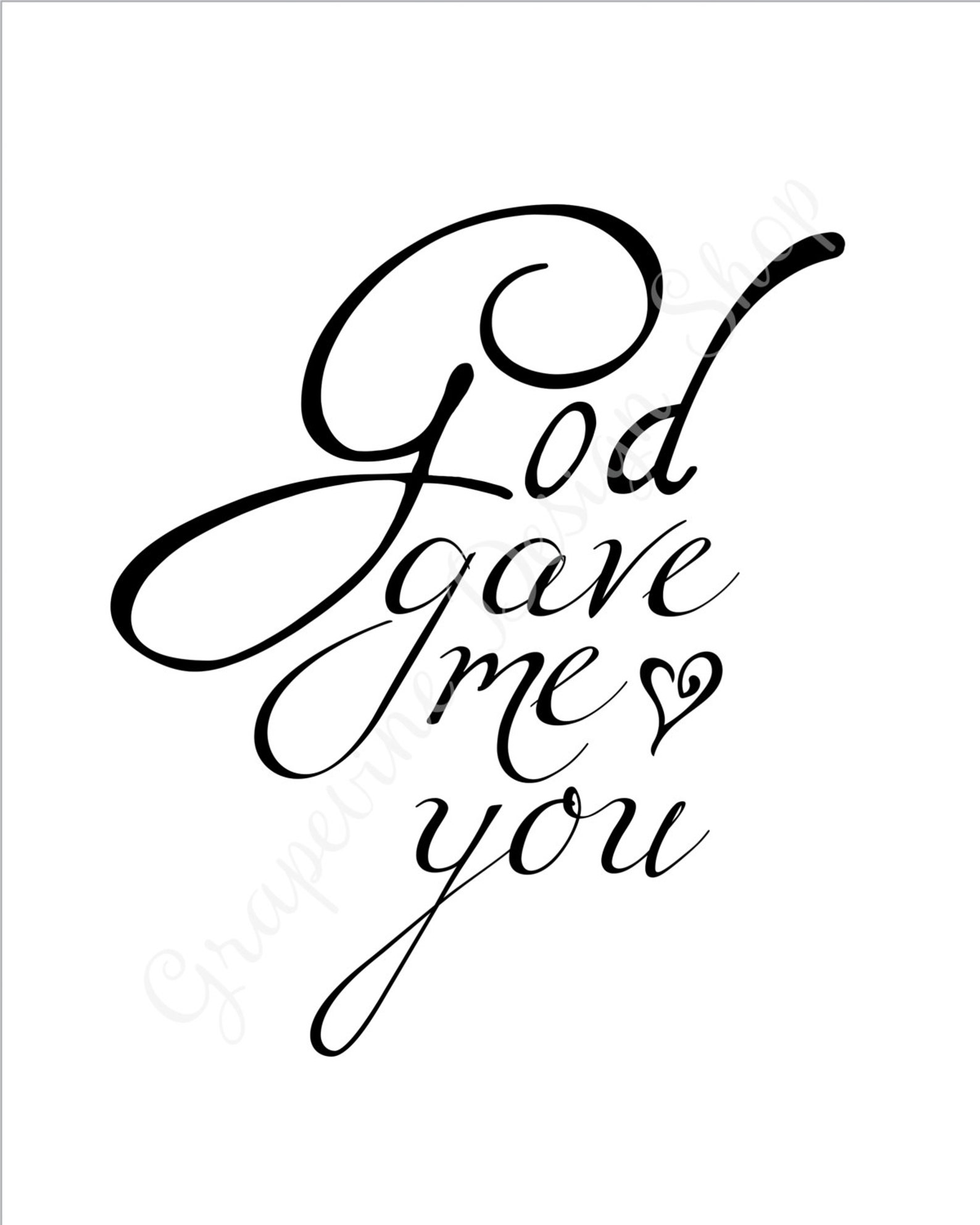 God Gave Me You Christian Print. Instant Printable PDF JPG Diy Etsy