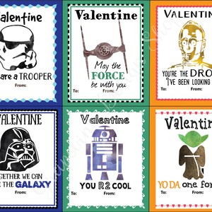 Kids Valentine cards Star Wars Valentine Cards Printable Valentine cards Childrens School Valentine cards Valentine cards for boys image 2