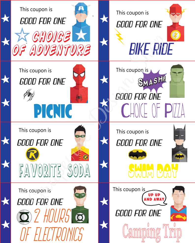 Kids coupon book Superhero coupons Kids Easter gift Etsy