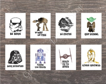 Star Wars like inspirational prints - Set of 8, Boys Room decor (PDF) - Kids wall art - Boys nursery print.