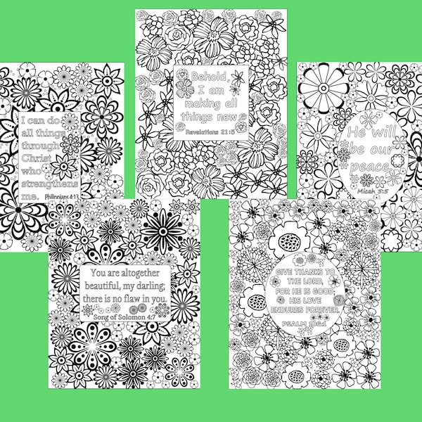 Downloadable Floral Coloring Pages 4x6 - Etsy