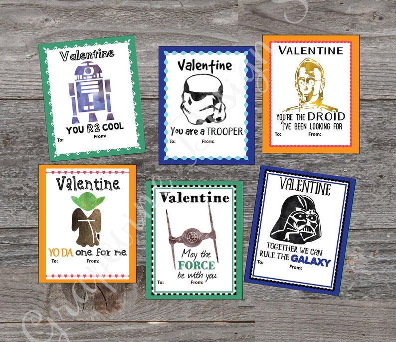 Kids Valentine cards Star Wars Valentine Cards Printable Valentine cards Childrens School Valentine cards Valentine cards for boys image 1