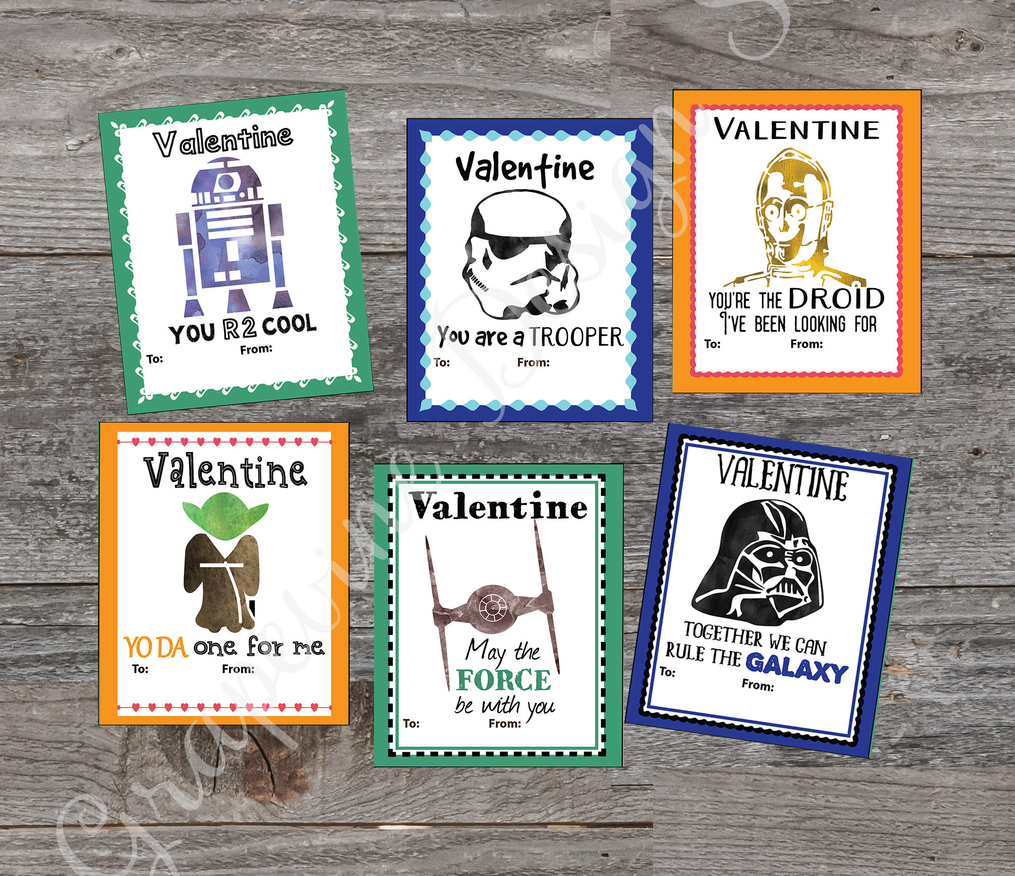 Kids Valentine Cards Star Wars Valentine Cards Printable - Etsy