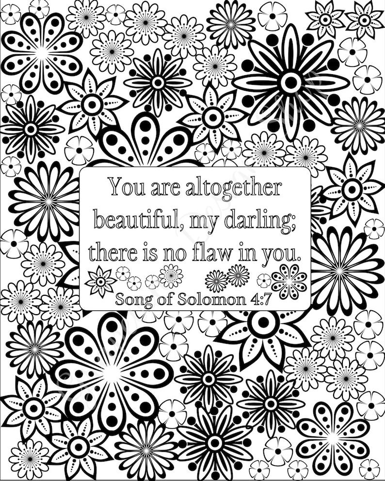 Flower Coloring Pages - Bible Verse Coloring Sheets - Set of 5 Instant ...
