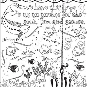 Bible verse coloring pages Beach prints Scripture coloring page Instant printable Kid or Adult coloring sheet Ocean coloring page image 3