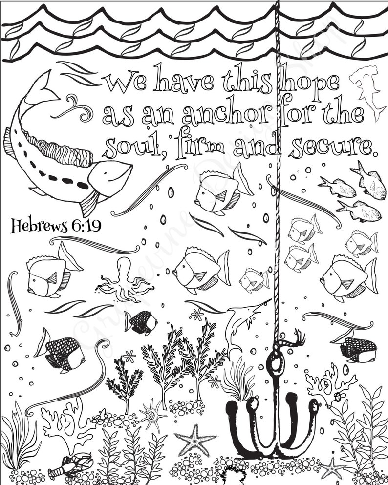 Bible verse coloring pages Beach prints Scripture coloring page Instant printable Kid or Adult coloring sheet Ocean coloring page image 3