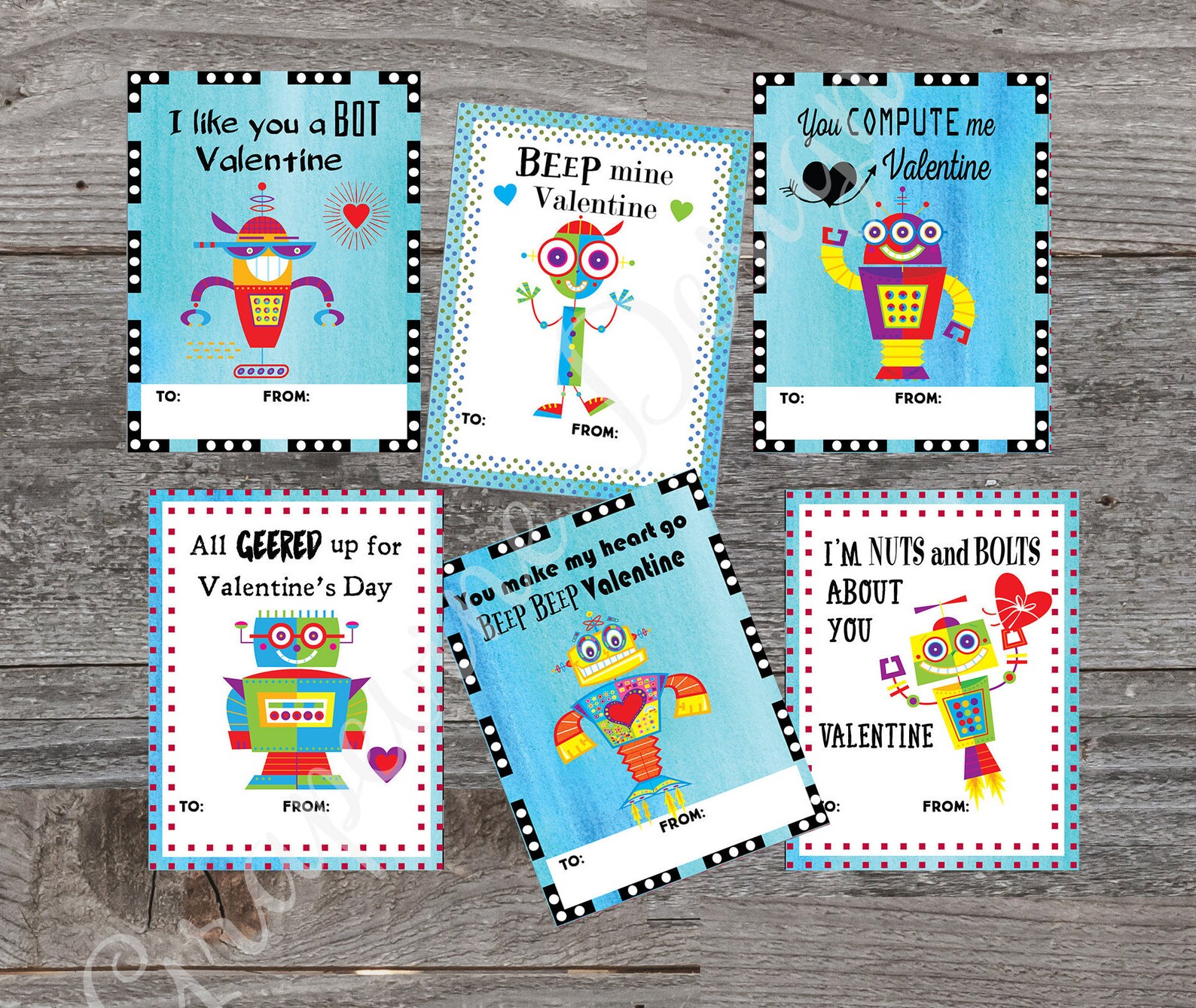 Valentine Cards for Kids Robot Valentine Cards Instant - Etsy