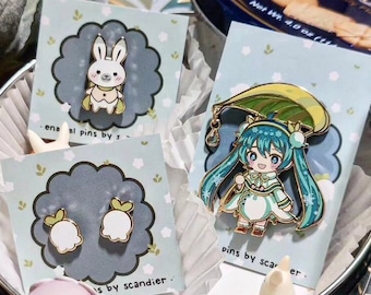 Snowbell Miku Enamel Pins, ~2"
