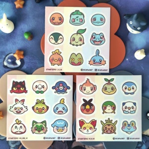 Poke Starters Vinyl Sticker Sheet (Homemade) 3&quot; x 3&quot;