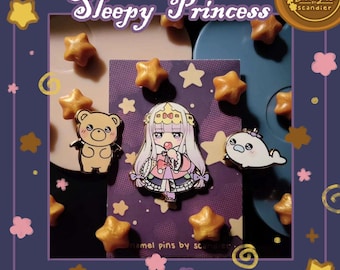 RESTOCK PRE-ORDER: Sleepy Princess enamel pins, ~1.5"