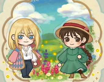 Howl & Sophie Vinyl Stickers (clear), ~2.6"