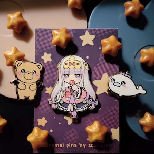 Sleepy Princess Enamel Pins, ~1.5&quot;