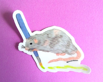 Artist Rat Sticker: Hand-drawn Painter Decal